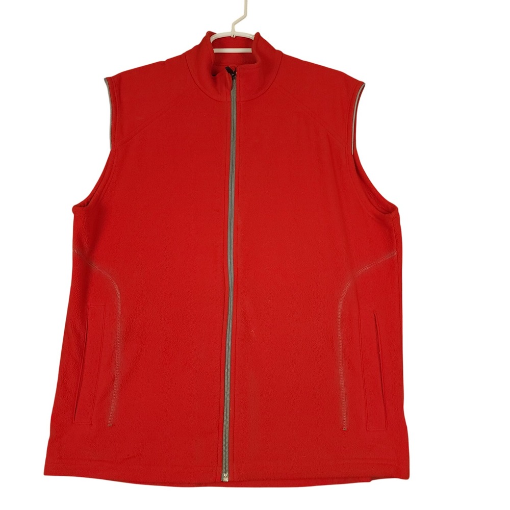 Sun Mountain Thermal Wear Men's Red Fleece Vest USA Flag Emblem‎ Zip Front L XL